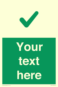 Custom green background, green tick sign